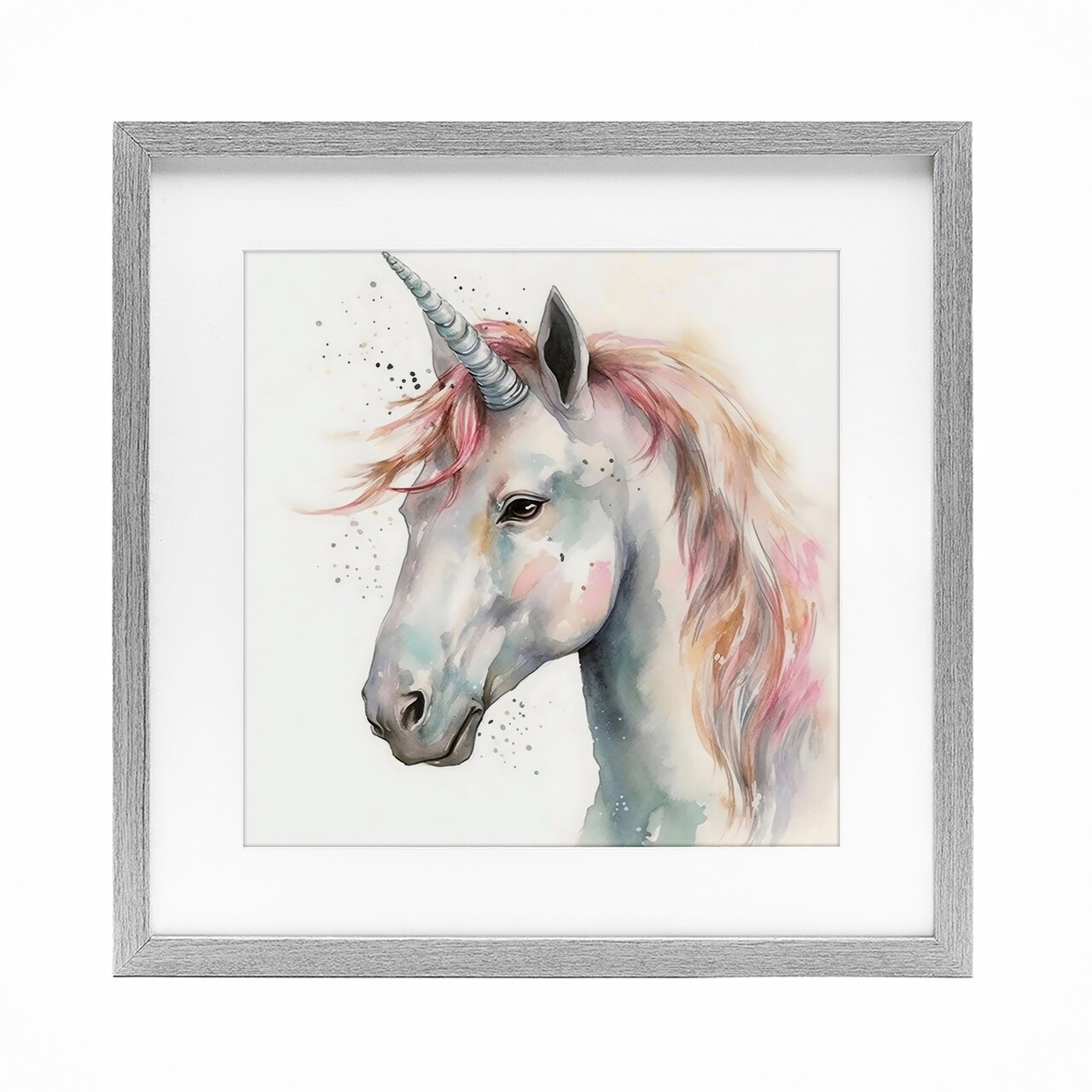 Stupell Industries Unicorn With Pink Mane Framed Print Under Glass, design by Creative Studio